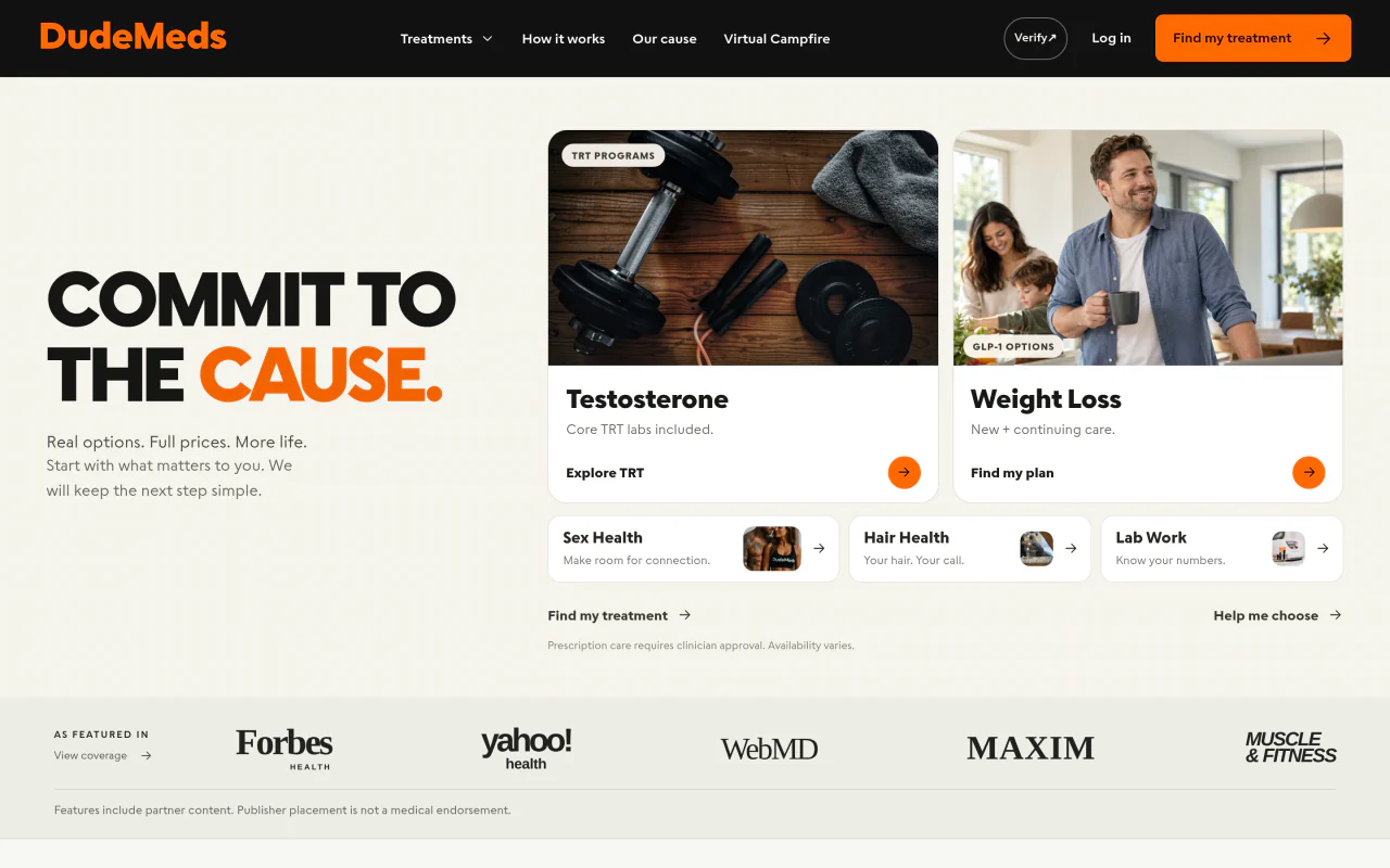 DudeMeds homepage